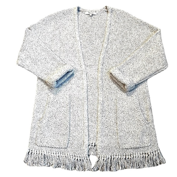 Madewell Cardigan Memento Chunky Knit Fringed Open front 100% Cotton Small E8151 - Picture 3 of 6